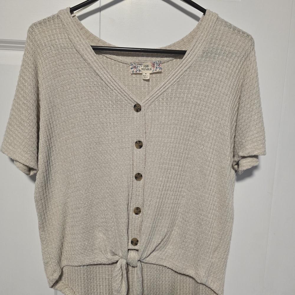 Pink Republic Light Beige Button-Down Shirt